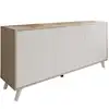Image de Buffet effet bois chêne clair, blanc 154x40h72 cm
