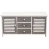 Image de Buffet bas avec 3 tiroirs 2 portes en bois blanc et gris