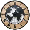 Image de Horloge murale monde effet bois et métal noir et marron ø 50 cm