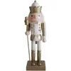 Image de Statuette décorative casse-noisette en bois blanc et or, H 25 cm