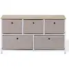 Image de Buffet enfilade à 5 tiroirs en metal et tissu blanc et beige