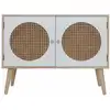 Image de Buffet bas de style scandinave avec 2 portes en bois marron et blanc