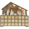Image de Calendrier de l’Avent forme de maison marron 24 tiroirs et lumières
