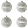 Image de 4 boules de Noël avec perles couleur argent ø 10 cm