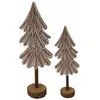 Image de 2 petits arbres de Noël de table en bois et feutre gris et marron