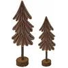 Image de Lot de 2 petits arbres de Noël de table en bois et feutre marron
