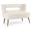 Image de Canapé en tissu blanc effet laine, pieds en bois d'hévéa