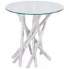 Image de Table d'appoint en verre et bois blanc Ø 50 cm