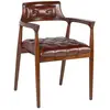Image de Fauteuil en bois et cuir marron