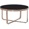Image de Table basse ronde en acier inoxydable rose dorée et verre noir L 80 cm