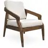 Image de Fauteuil en bois marron et tissu blanc