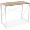 Image de Bureau pliant en aggloméré imitation bois et métal blanc
