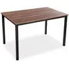 Image de Table à manger pour 6 personnes en imitation bois et métal noir