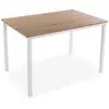 Image de Table à manger pour 6 personnes en imitation bois et métal blanc