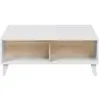Image de Table basse avec panneau central relevable 100x68cm - blanc / bois