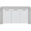 Image de Buffet 3 portes l144cm - blanc / béton