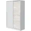 Image de Armoire penderie avec portes coulissantes l120 x h200cm - blanc / bois