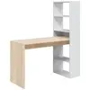 Image de Bureau avec étagère de rangement réversible 120x53x144cm - blanc/bois