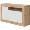 Image de Buffet 3 portes et un compartiment effet bois - l139 x h87 cm