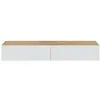 Image de Meuble tv 2 abattants et 2 niches - l180 x h28 cm - blanc et chêne