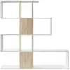 Image de Bibliothèque 4 niveaux, 11 compartiments effet bois - h145 x l145 cm