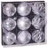 Image de Set de 9 boules de noël argentées décorées - 8cm