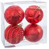 Image de Set de 4 boules de Noël rouges et dorées 8cm