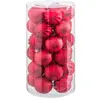 Image de Set de 30 boules de noël rouges mat, brillant, paillettes - 6cm