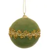 Image de Boule de noël velours vert et doré 8cm