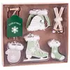 Image de Set de 10 décorations de noël en bois sport d'hiver vert - 9.5cm