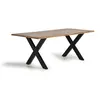 Image de Table à manger en bois d'acacia naturel et pieds en métal noir