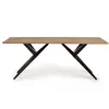 Image de Table à manger en bois d'acacia naturel et details en métal