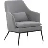 Image de Fauteuil tapissé gris perle avec coussin et pieds en métal noir