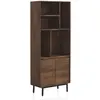 Image de Bibliothèque avec 2 portes en bois de manguier massif et base en métal