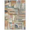 Image de Tapis en viscose géométrique beige/bleu/rouille 135x195 cm