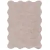Image de Tapis lavable uni rose poudré à bordure ondulée 160x230 cm