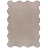 Image de Tapis lavable uni taupe à bordure ondulée 160x230 cm