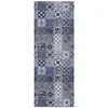 Image de Tapis de cuisine lavable carreaux ciment bleu/gris 52x200 cm