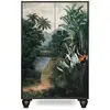 Image de Buffet armoire en MDF imprimé tropical sur fond noir.