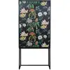 Image de Buffet armoire 2 portes en MDF imprimé floral fond noir