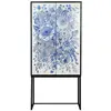 Image de Buffet armoire 2 portes en MDF imprimé floral bleu