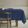 Image de Nappe enduite anti-taches en coton bleu marine 200x155 cm