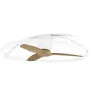 Image de Plafonnier ventilateur métal blanc et bois