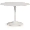 Image de Table ronde avec plateau en verre l110 cm - effet marbre
