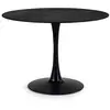 Image de Table ronde avec plateau en verre l110 cm - effet marbre noir