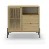 Image de Petit buffet 1 porte, 1 niche, 2 tiroirs décor chêne - l80 cm