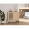 Image de Commode 2 portes décor chêne et pieds en méta - l80 cm