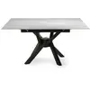 Image de Table à manger 6 à 8 personnes céramique et métal 90-150x150cm - blanc