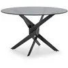 Image de Table à manger 4 personnes en verre trempé et métal - noir
