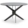 Image de Table à manger 6 personnes en verre trempé et métal - Noir